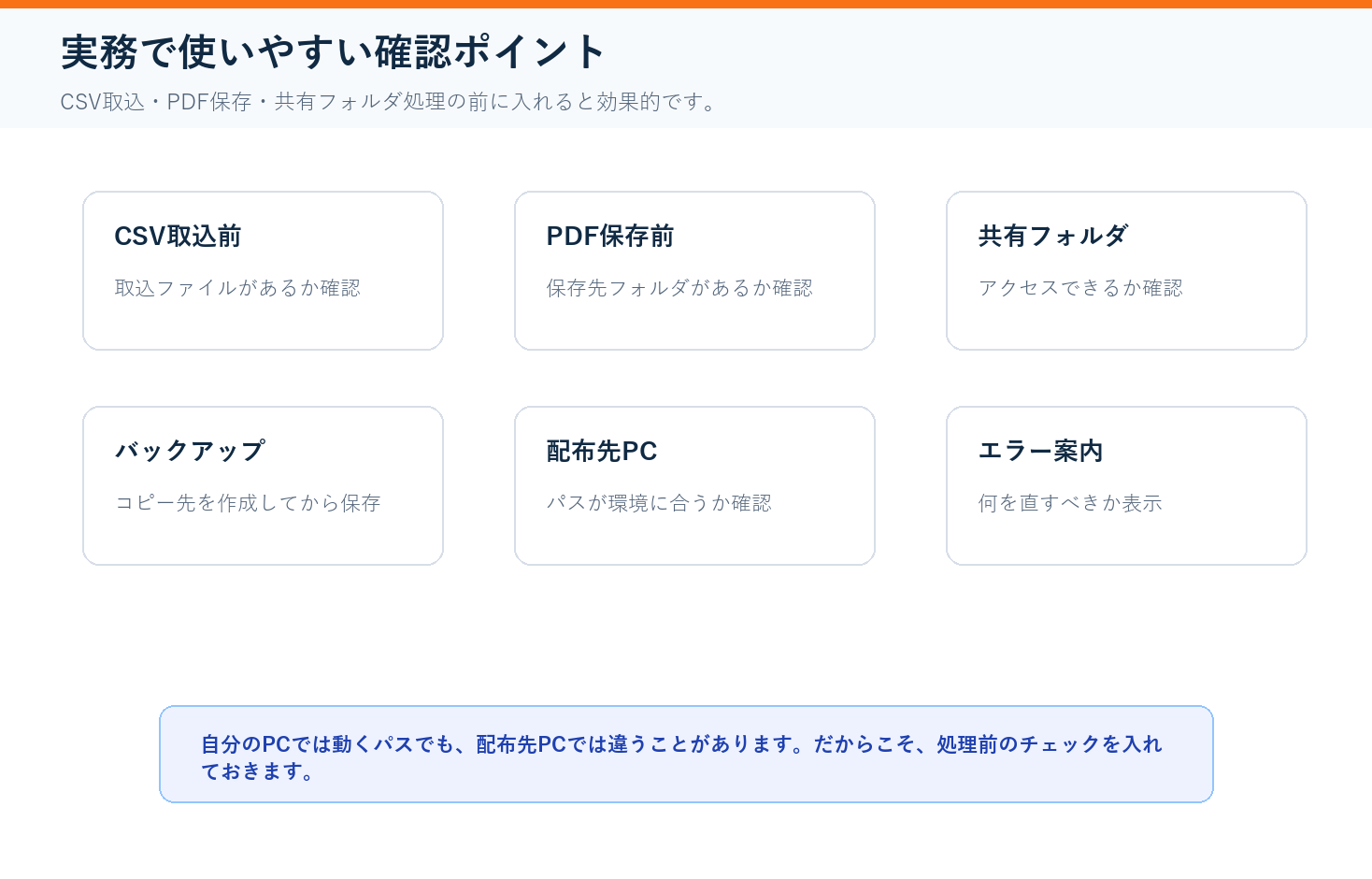 CSV取込やPDF保存などVBAで存在チェックが役立つ実務場面